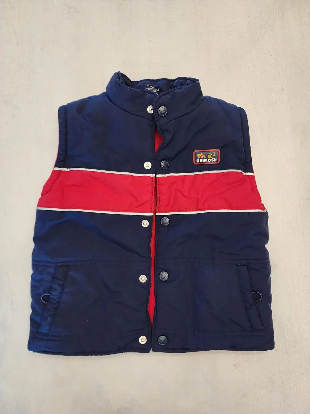 Oshkosh Boys SZ 3T Puffer Vest Red Blue Winter Outerwear
